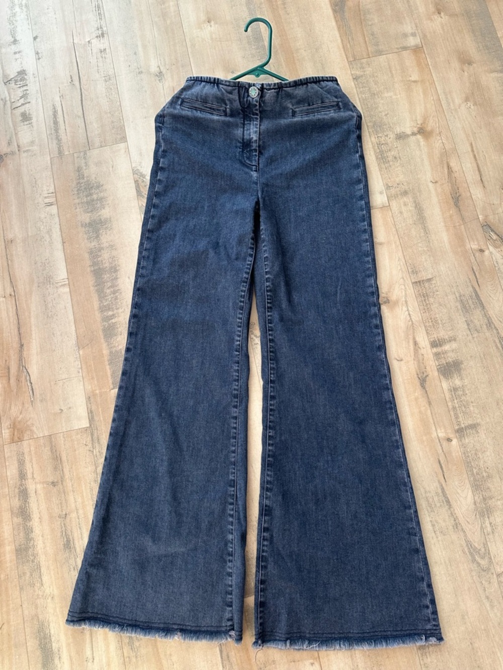 NWOT Italy VIA MASINI Flared Stretch Jeans 42 Blue Purple Hue US. Size M